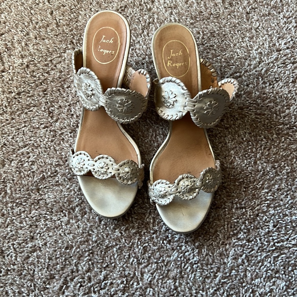 Jack Rogers Gold Wedges